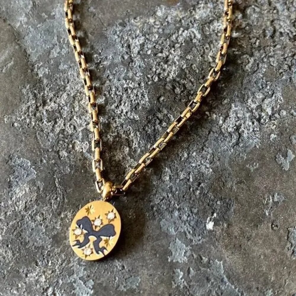 NEW Small Black Bow Pendant Necklace - Picture 4 of 8